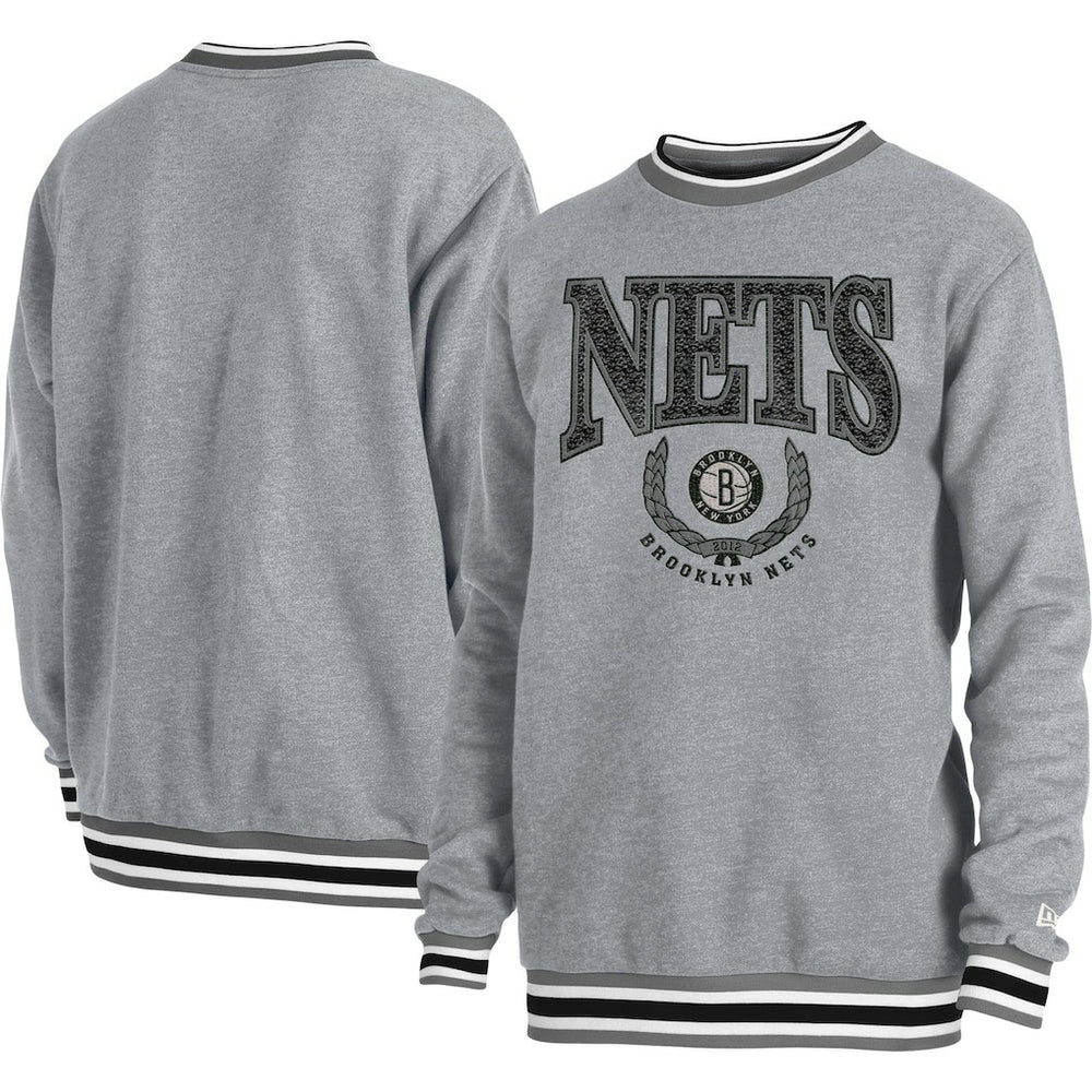Brooklyn Nets Unisex Vintage Throwback Crew Sweatshirt Heather Gray - NBA