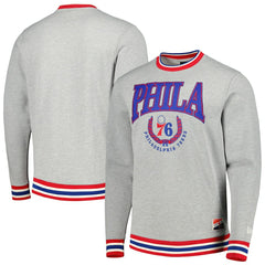 Philadelphia 76ers Unisex Vintage Throwback Crew Sweatshirt Heather Gray - NBA