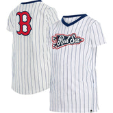 Boston Red Sox New Era Girls Youth Pinstripe V-Neck T-Shirt - MLB
