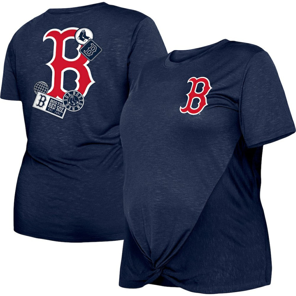 Boston Red Sox New Era Women's Plus Size Two-Hit Front Knot T-Shirt - MLB