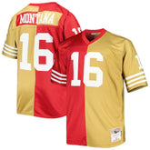 Joe Montana San Francisco 49ers Big & Tall Split Legacy Retired Player Replica Jersey Scarlet/Gold | Mitchell & Ness