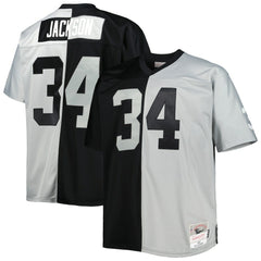 Bo Jackson Las Vegas Raiders Big & Tall Split Legacy Retired Player Replica Jersey Black/Silver | Mitchell & Ness