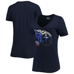 Tennessee Titans New Era Women's Ink Dye Sideline V-Neck T-Shirt Navy | NFL