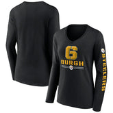 Pittsburgh Steelers Women's Hometown Sweep Long Sleeve V-Neck T-Shirt Black | Fanatics