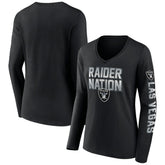 Las Vegas Raiders Women's Hometown Sweep Long Sleeve V-Neck T-Shirt Black | Fanatics