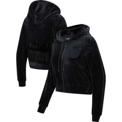 Brooklyn Nets Pro Standard Women's Triple Black Velour Full-Zip Hoodie - NBA