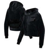 Miami Heat Pro Standard Women's Triple Black Velour Full-Zip Hoodie - NBA