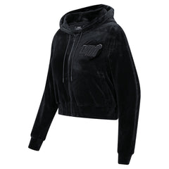 Miami Heat Pro Standard Women's Triple Black Velour Full-Zip Hoodie - NBA