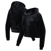 Philadelphia 76ers Pro Standard Women's Triple Black Velour Full-Zip Hoodie - NBA