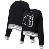 Brooklyn Nets Pro Standard Women's Mash Up Pullover Sweatshirt Black - NBA