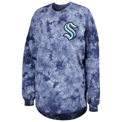 Seattle Kraken Fanatics Women's Crystal-Dye Long Sleeve T-Shirt - Deep Sea Blue - NHL