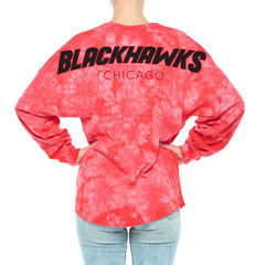 Chicago Blackhawks Fanatics Women's Crystal-Dye Long Sleeve T-Shirt - Red - NHL