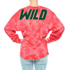Minnesota Wild Fanatics Women's Crystal-Dye Long Sleeve T-Shirt - Red - NHL