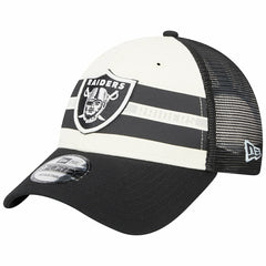 Las Vegas Raiders New Era Team Stripe Trucker 9FORTY Snapback Hat Cream/Black | NFL