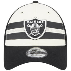 Las Vegas Raiders New Era Team Stripe Trucker 9FORTY Snapback Hat Cream/Black | NFL