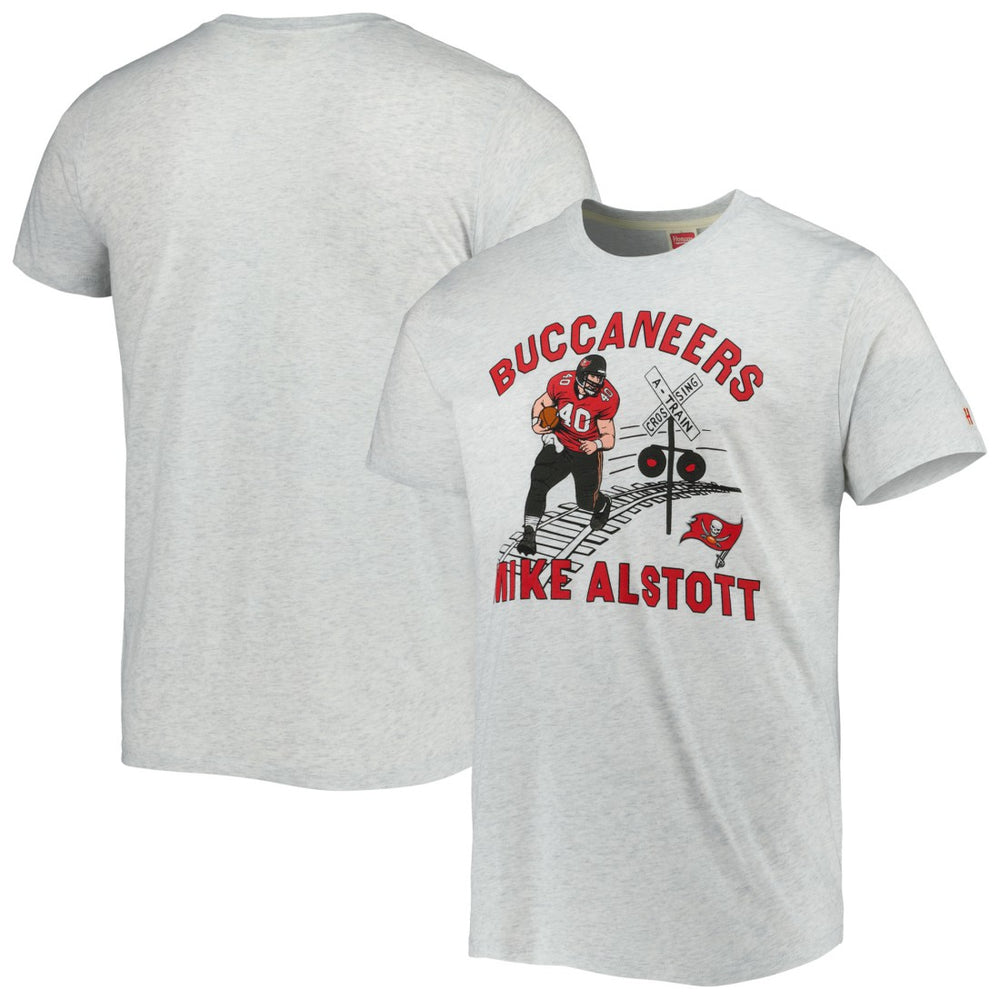 Mike Alstott Tampa Bay Buccaneers Homage Unisex Caricature Retired Player Tri-Blend T-Shirt Ash | NFL