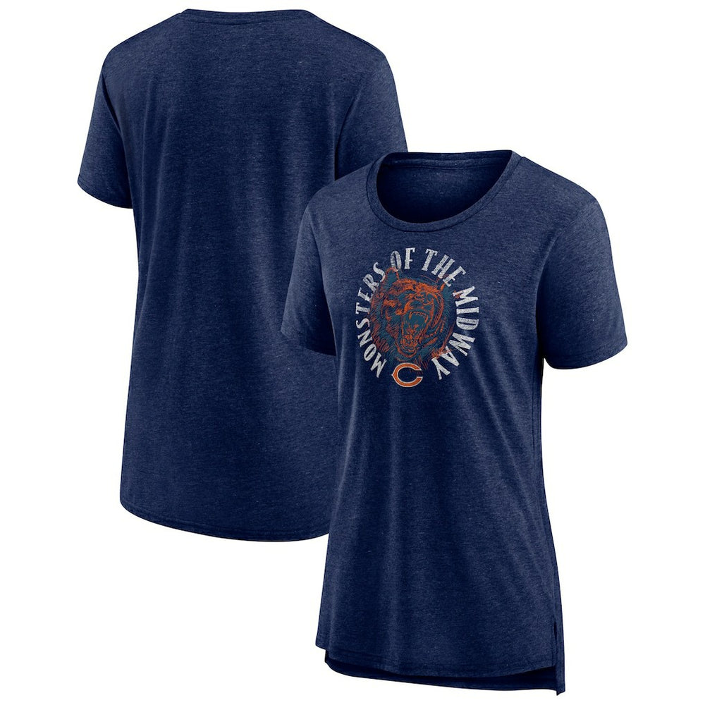Chicago Bears Women's Hometown First Down Tri-Blend T-Shirt Heather Navy | NFL