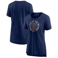 Chicago Bears Women's Hometown First Down Tri-Blend T-Shirt Heather Navy | NFL