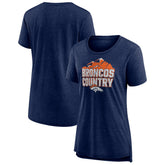 Denver Broncos Women's Hometown First Down Tri-Blend T-Shirt Heather Navy | NFL