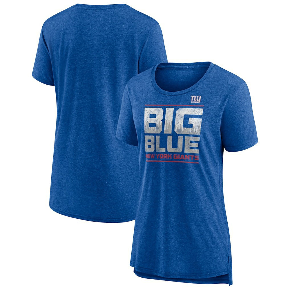 New York Giants Women's Hometown First Down Tri-Blend T-Shirt Heather Royal | NFL