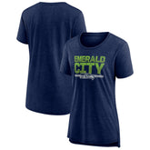 Seattle Seahawks Women's Hometown First Down Tri-Blend T-Shirt Heather College Navy | NFL