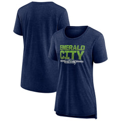 Seattle Seahawks Women's Hometown First Down Tri-Blend T-Shirt Heather College Navy | NFL