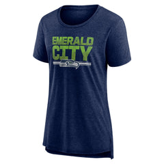 Seattle Seahawks Women's Hometown First Down Tri-Blend T-Shirt Heather College Navy | NFL