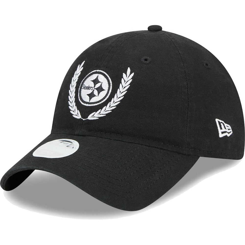 Pittsburgh Steelers New Era Women's Leaves 9TWENTY Adjustable Hat Black | NFL