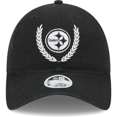 Pittsburgh Steelers New Era Women's Leaves 9TWENTY Adjustable Hat Black | NFL
