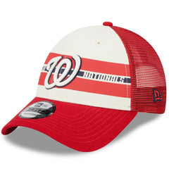 Washington Nationals New Era Team Stripe Trucker 9FORTY Snapback Hat - MLB