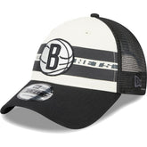 Brooklyn Nets Stripes 9FORTY Trucker Snapback Hat Black - NBA