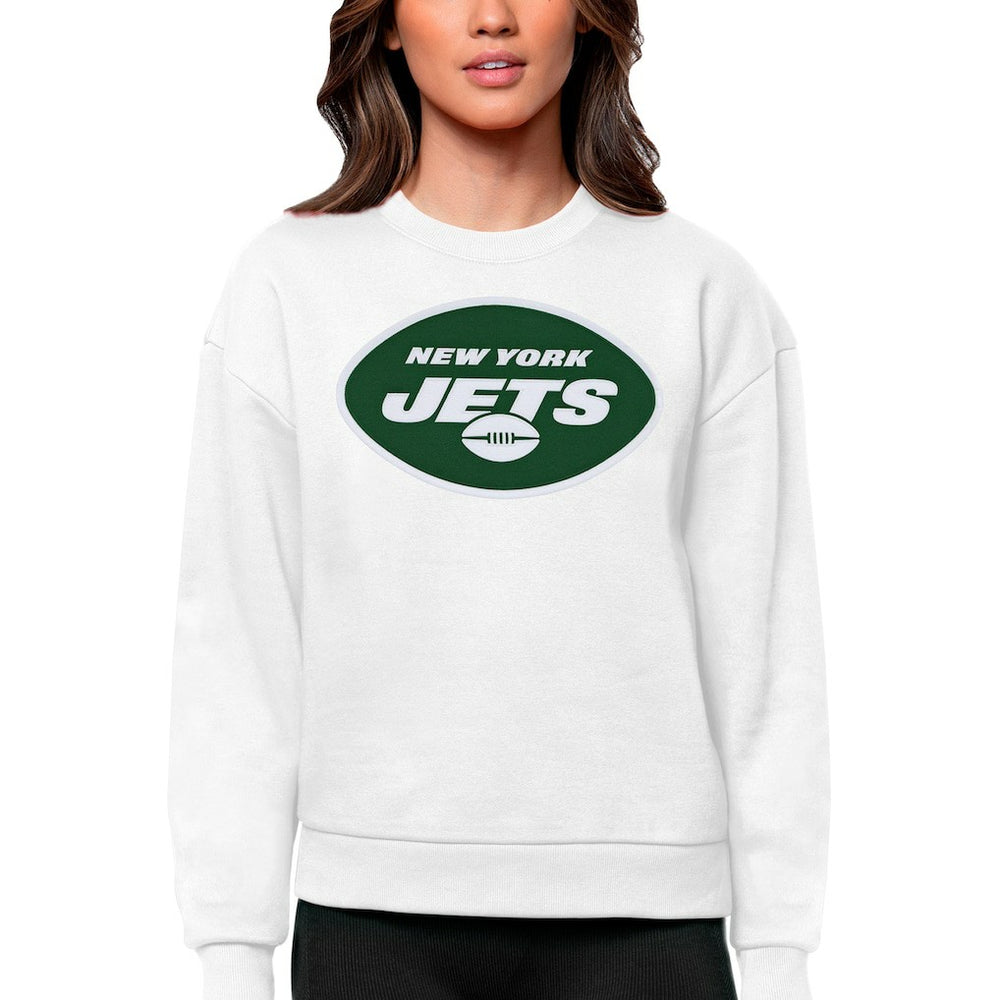 New York Jets Antigua Women's Victory Logo Pullover Sweatshirt White | NFL
