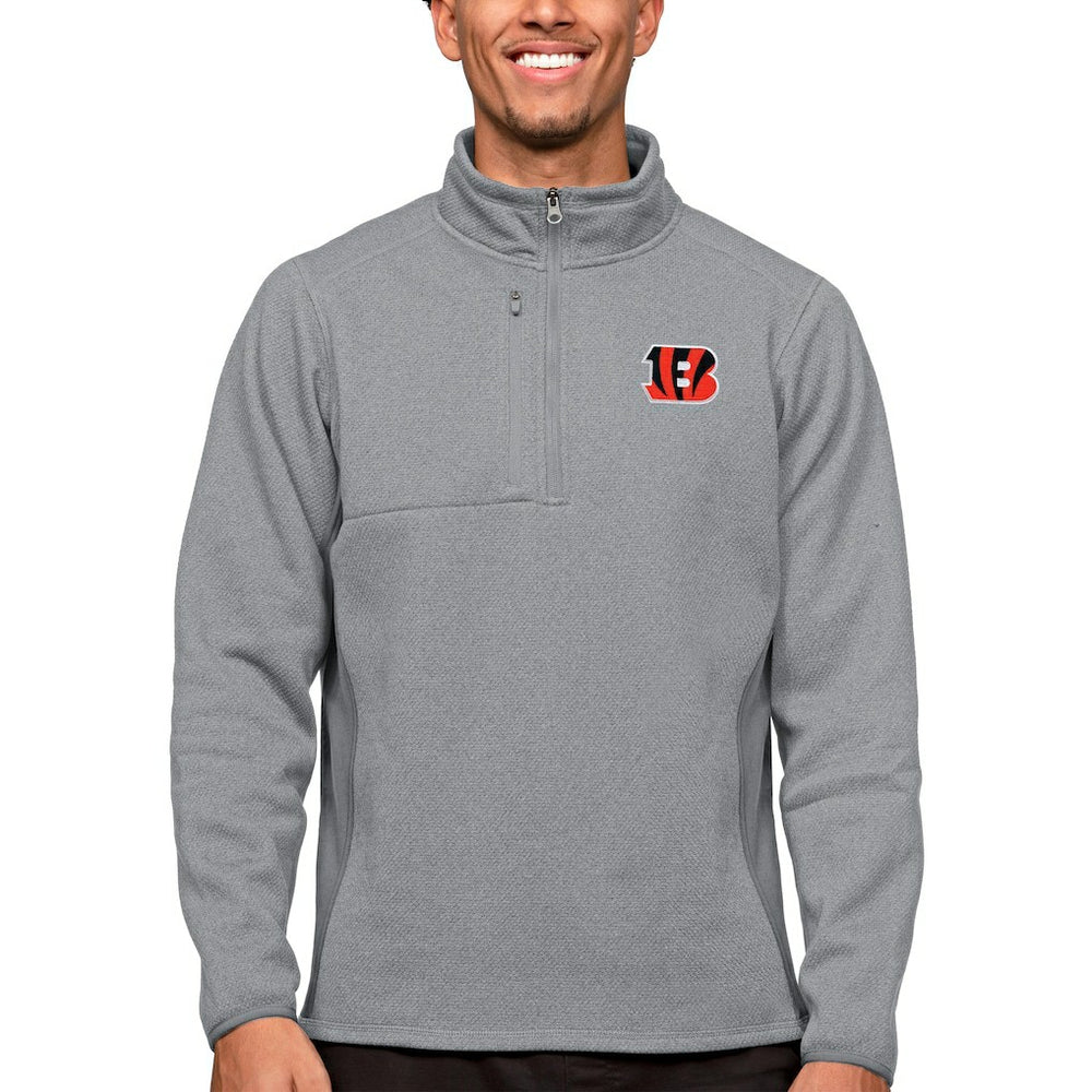 Cincinnati Bengals Antigua Course Quarter-Zip Pullover Top Heathered Gray | NFL