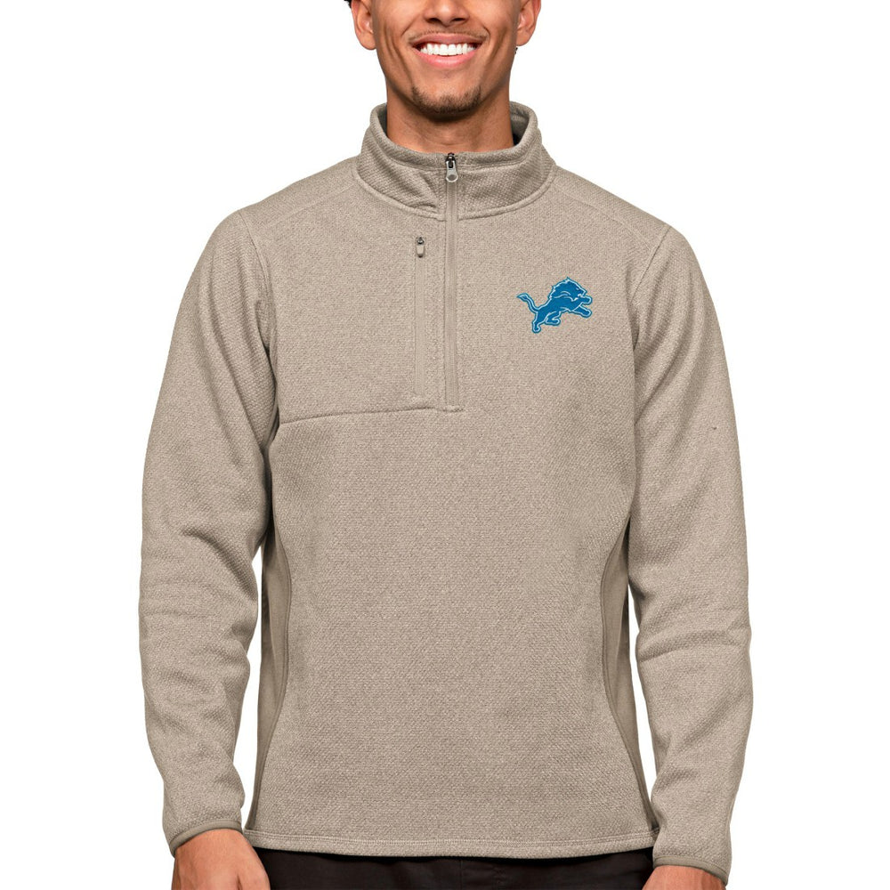 Detroit Lions Antigua Course Quarter-Zip Pullover Top Oatmeal | NFL