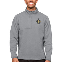 New Orleans Saints Antigua Course Quarter-Zip Pullover Top Heathered Gray | NFL