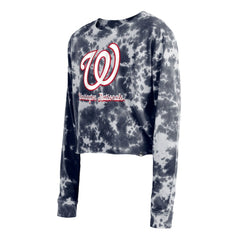 Washington Nationals New Era Women's Tie-Dye Cropped Long Sleeve T-Shirt - MLB