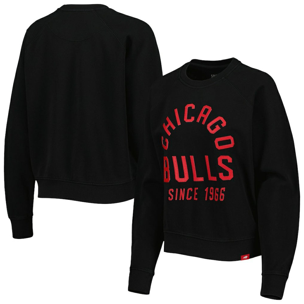 Chicago Bulls Sportiqe Women's Ashlyn Brava Raglan Pullover Sweatshirt Black - NBA