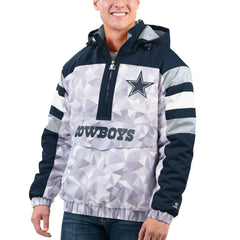 Dallas Cowboys Starter Thursday Night Gridiron Raglan Half-Zip Hooded Jacket White/Navy | NFL