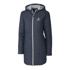 Atlanta Braves Cutter & Buck Women's Rainier Primaloft Eco Full-Zip Hoodie Long Coat - MLB