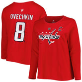 Washington Capitals Profile Women's Plus Size Distressed Printed Name & Number Long Sleeve T-Shirt - Red - NHL