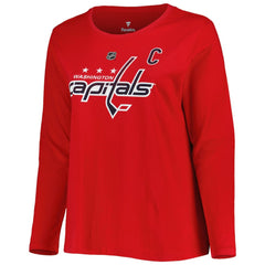 Washington Capitals Profile Women's Plus Size Distressed Printed Name & Number Long Sleeve T-Shirt - Red - NHL
