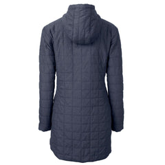 Denver Broncos Cutter & Buck Women's Rainier Primaloft Eco Hooded Long Lightweight Coat Heather Navy | NFL