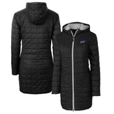 Buffalo Bills Cutter & Buck Women's Rainier Primaloft Eco Hooded Long Lightweight Coat Black | NFL