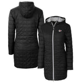 Kansas City Chiefs Cutter & Buck Women's Rainier Primaloft Eco Hooded Long Lightweight Coat Black | NFL