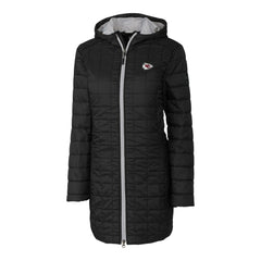 Kansas City Chiefs Cutter & Buck Women's Rainier Primaloft Eco Hooded Long Lightweight Coat Black | NFL