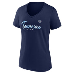 Tennessee Titans Women's Shine Time V-Neck T-Shirt Navy | Fanatics