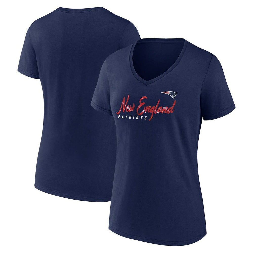 New England Patriots Women's Shine Time V-Neck T-Shirt Navy | Fanatics