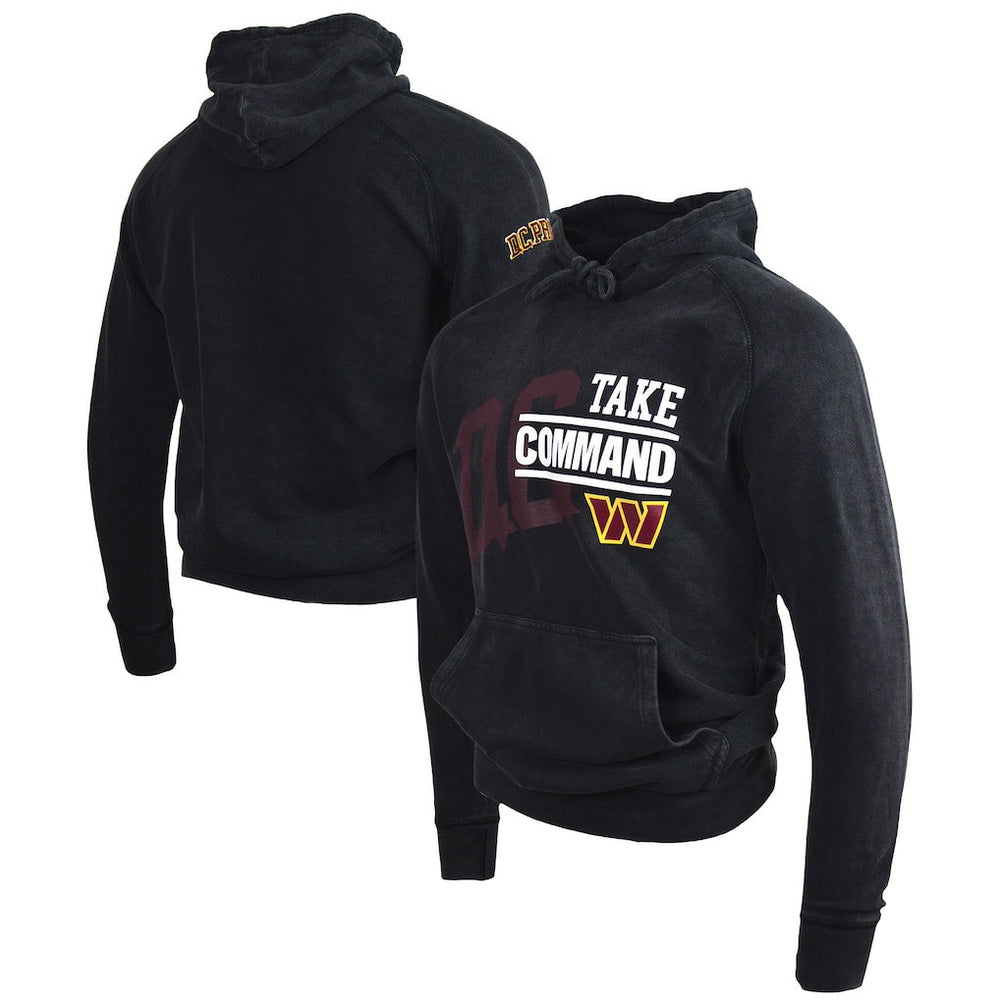 Take Command Washington Commanders DC PROPER Unisex Mineral Wash Vintage Pullover Hoodie Black | NFL