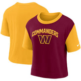 Washington Commanders Women's High Hip Fashion T-Shirt Gold/Burgundy | Nike for Sale