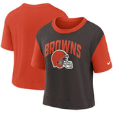 Cleveland Browns Women's High Hip Fashion T-Shirt Orange/Brown | Nike for Sale